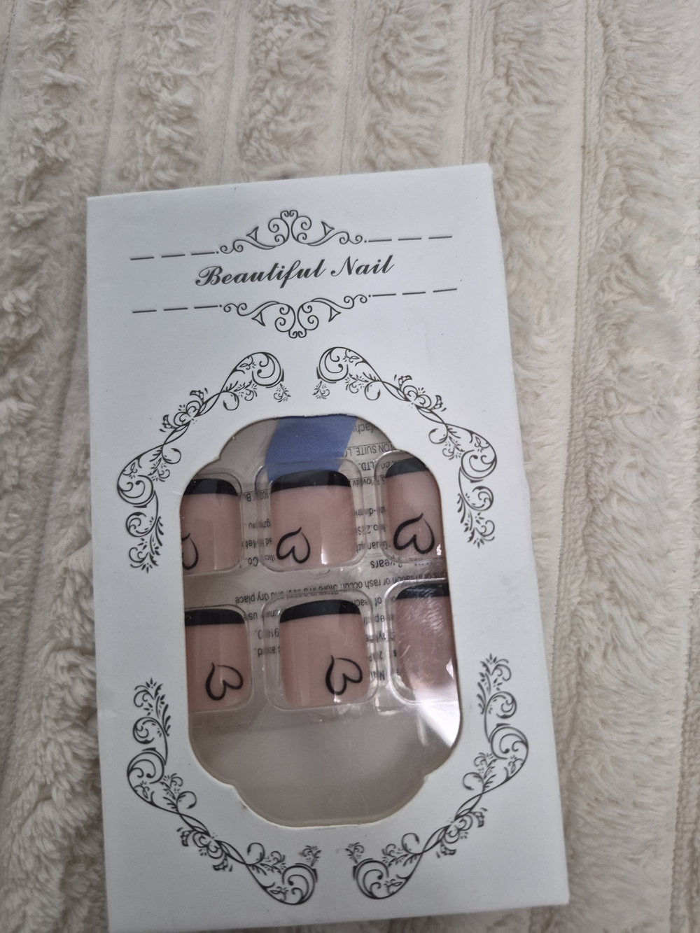 Beautiful Nail Pink French Press-On Nails with Heart Accent